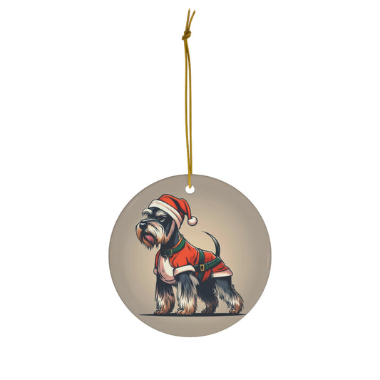 Judgemental Schnauzer dressed as Santa Christmas Ornament, gift for Schnauzer owner, Funny Christmas Ornament, Dog Christmas Ornament