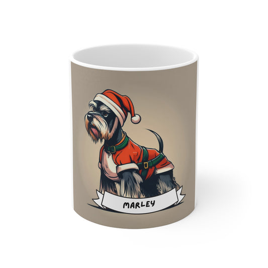 Personalized Dog Name Christmas Mug 11oz, Schnauzer Christmas, Schnauzer Christmas gift, Yuletide gift, Schnauzer Mom, German Christmas