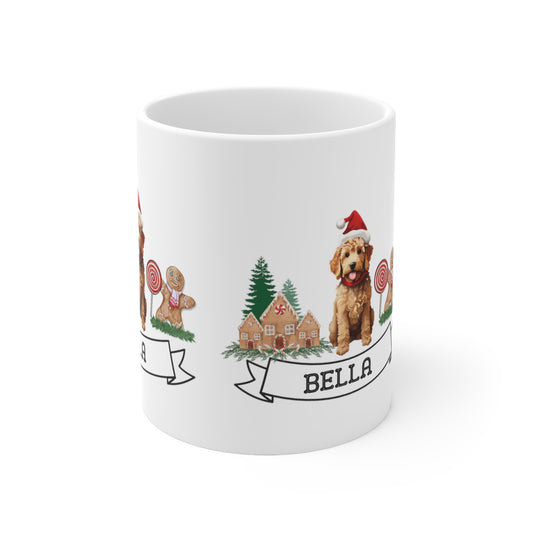 Goldendoodle Gingerbread Personalized Christmas Mug Doodle Mom and Dad, Cute Christmas Dog Gift