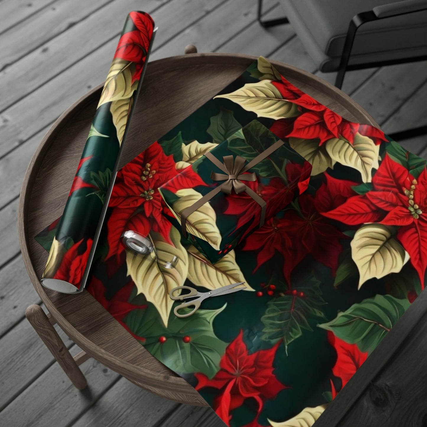 Christmas Poinsettia Wrapping Paper