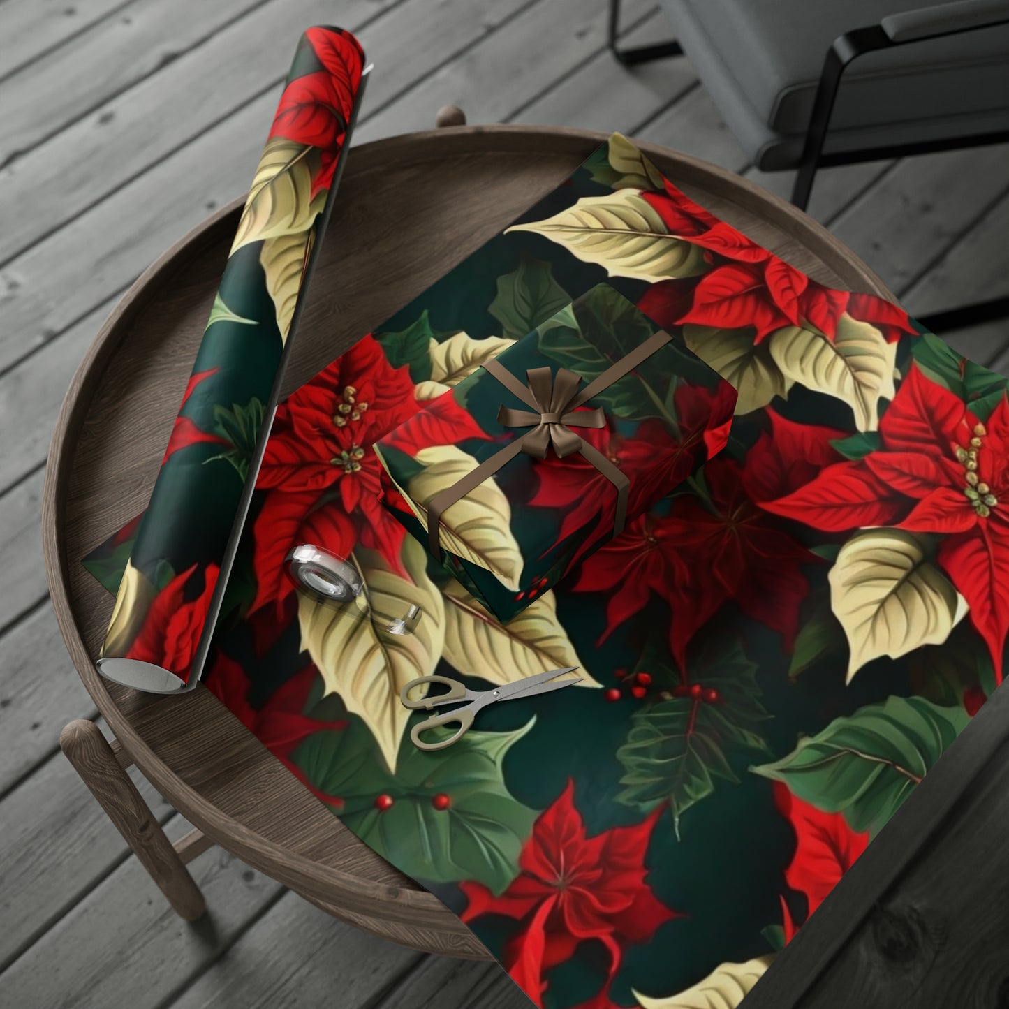 Christmas Poinsettia Wrapping Paper