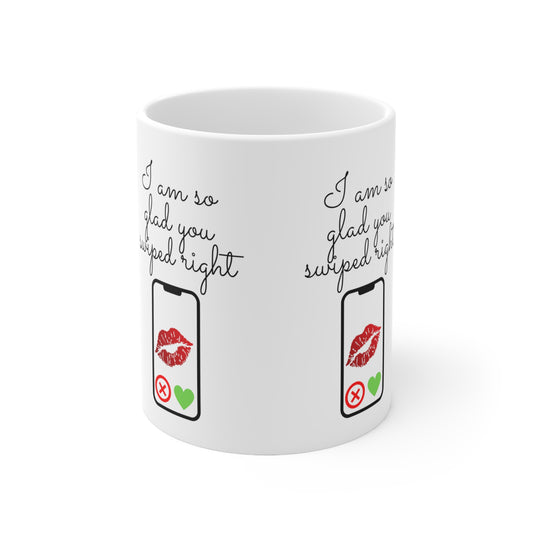 Valentine's Day Dating App Anniversary Mug - I am so glad we swipped right couple's Valentine's Day Gift - Gift for him - Gift for her