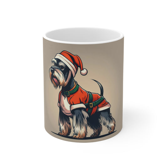 Judgmental Schnauzer Santa Claus Christmas Mug Yuletide Decor Christmas gift for dog lover Schnauzer Mom Schnauzer Dad