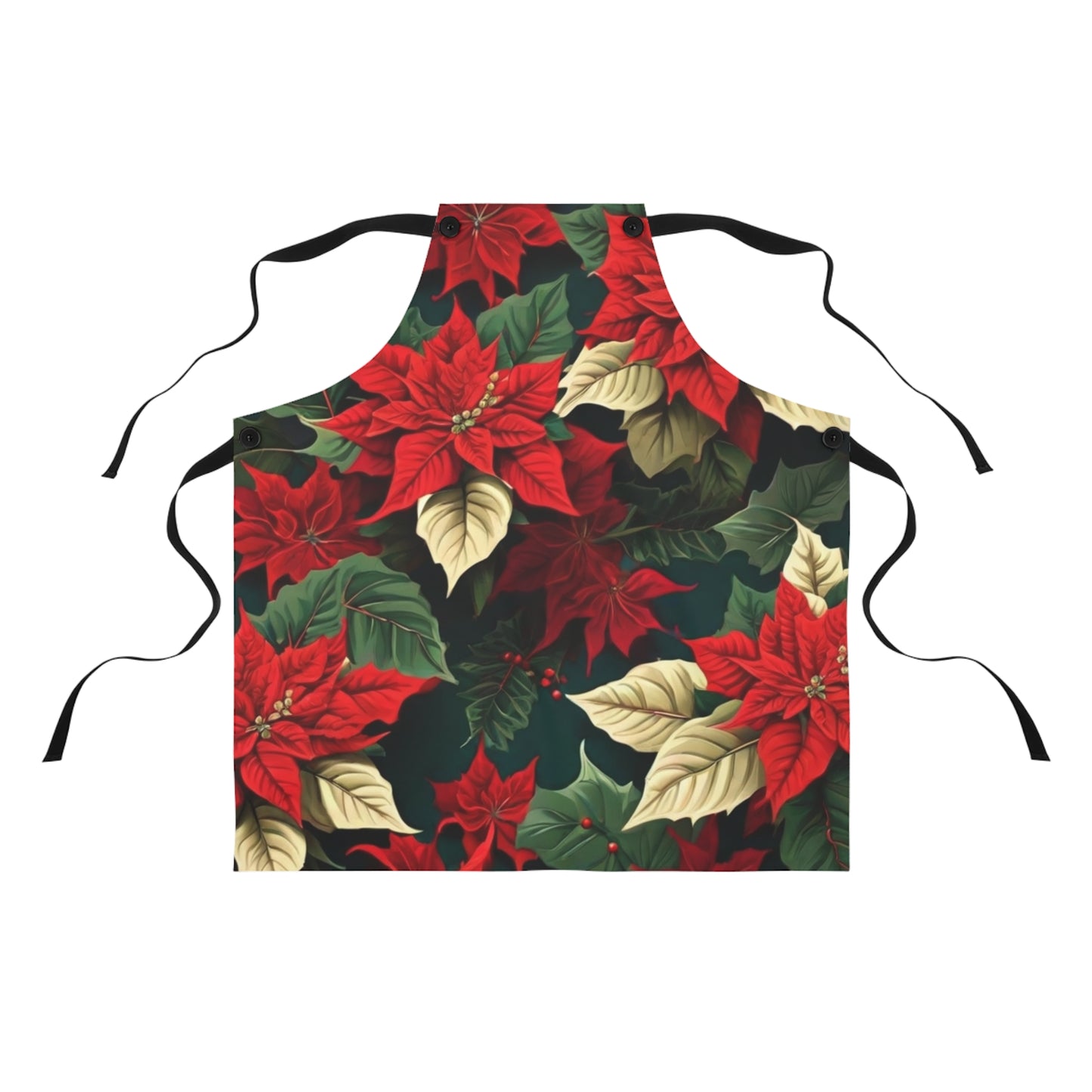 Christmas gift for her Poinsettia Floral Design Apron Domestic goddess, grill apron baking lovers clothing Cookout BBQ addict Unique gift