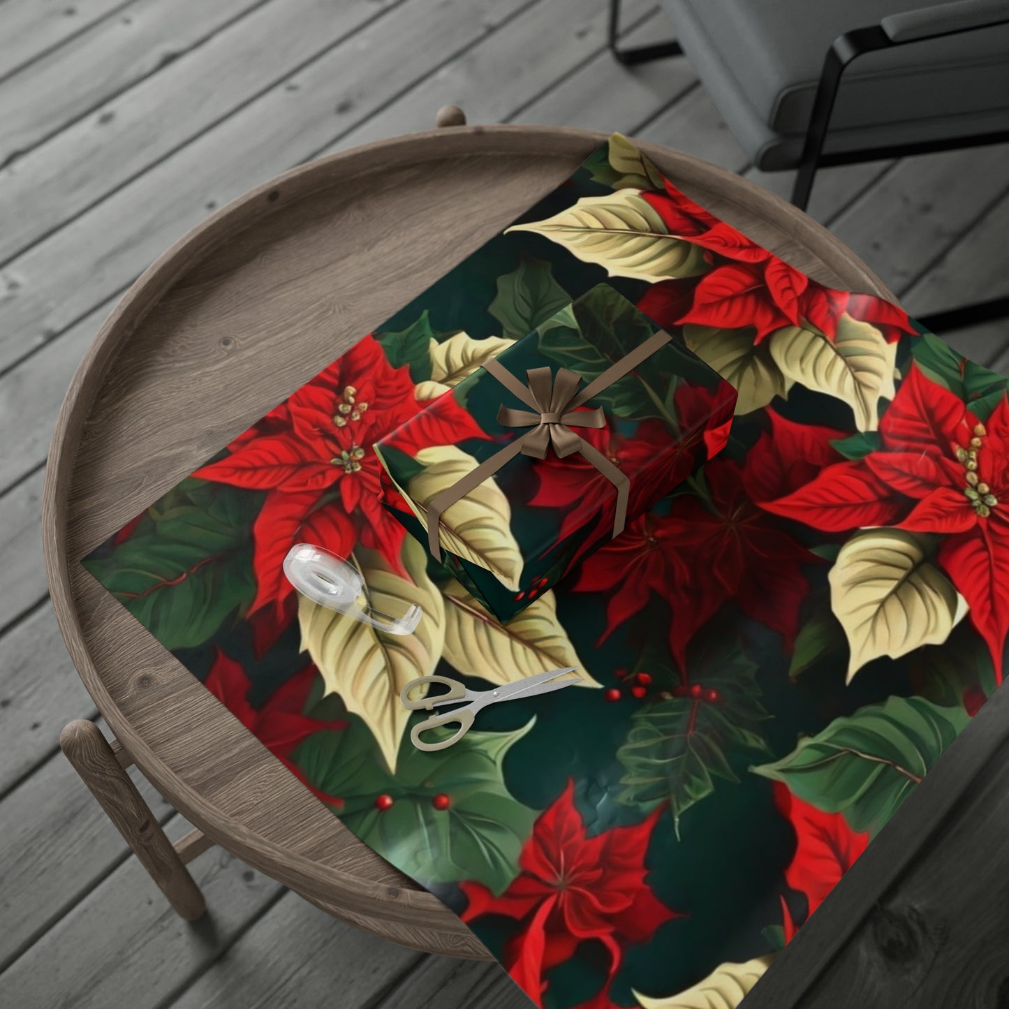 Christmas Poinsettia Wrapping Paper