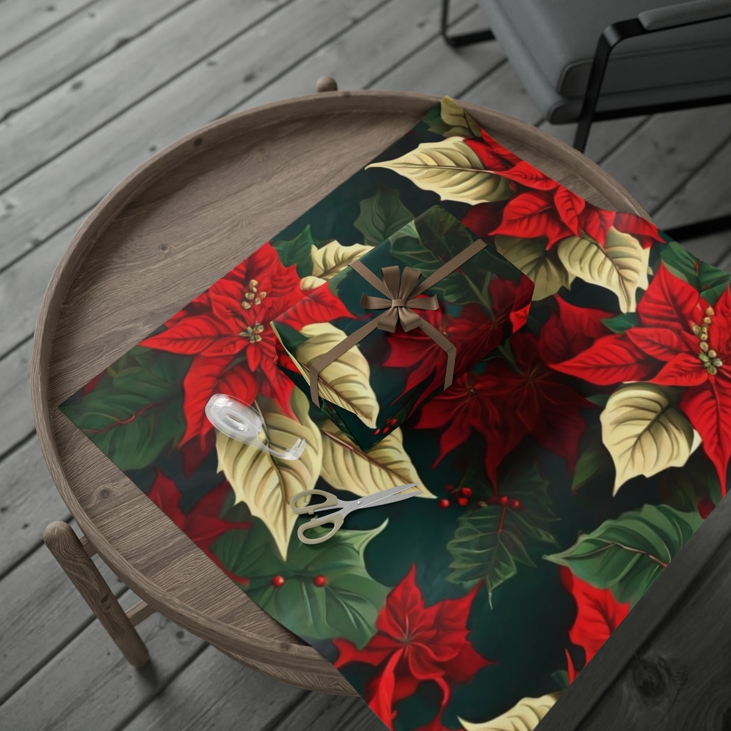 Christmas Poinsettia Wrapping Paper