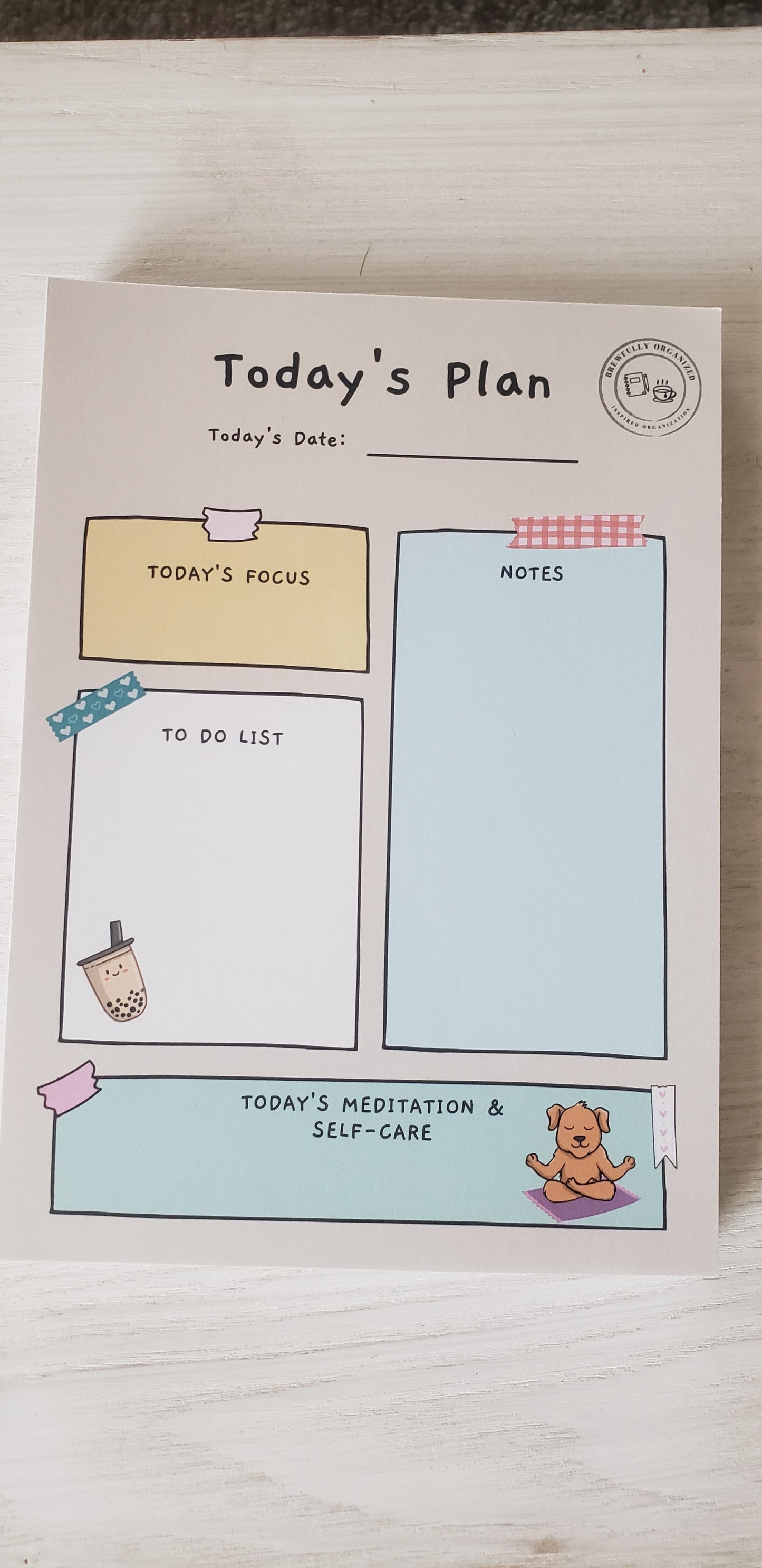 Cute Boba and Dog Notepad for Back-to-School or Office Organization