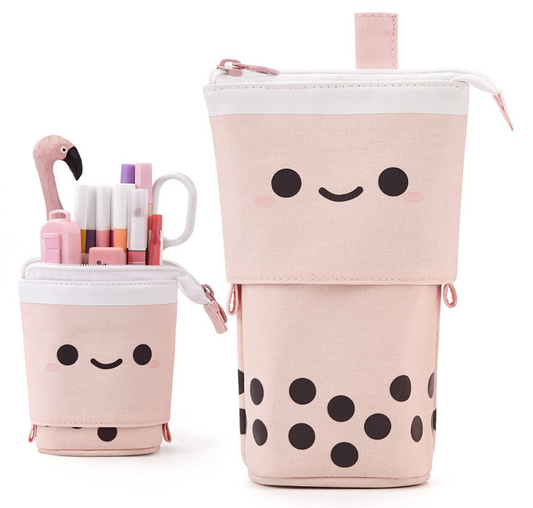 Pink Boba Style Pencil Case Perfect for Boba-loving Back to School Student, Teen, Young Adult